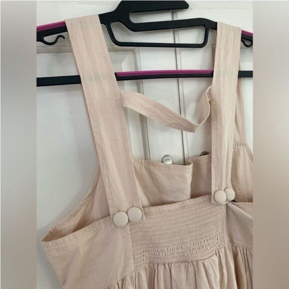 By Anthropologie Midi Apron Dress Ivory Cream with Pockets Small - Picture 5 of 12